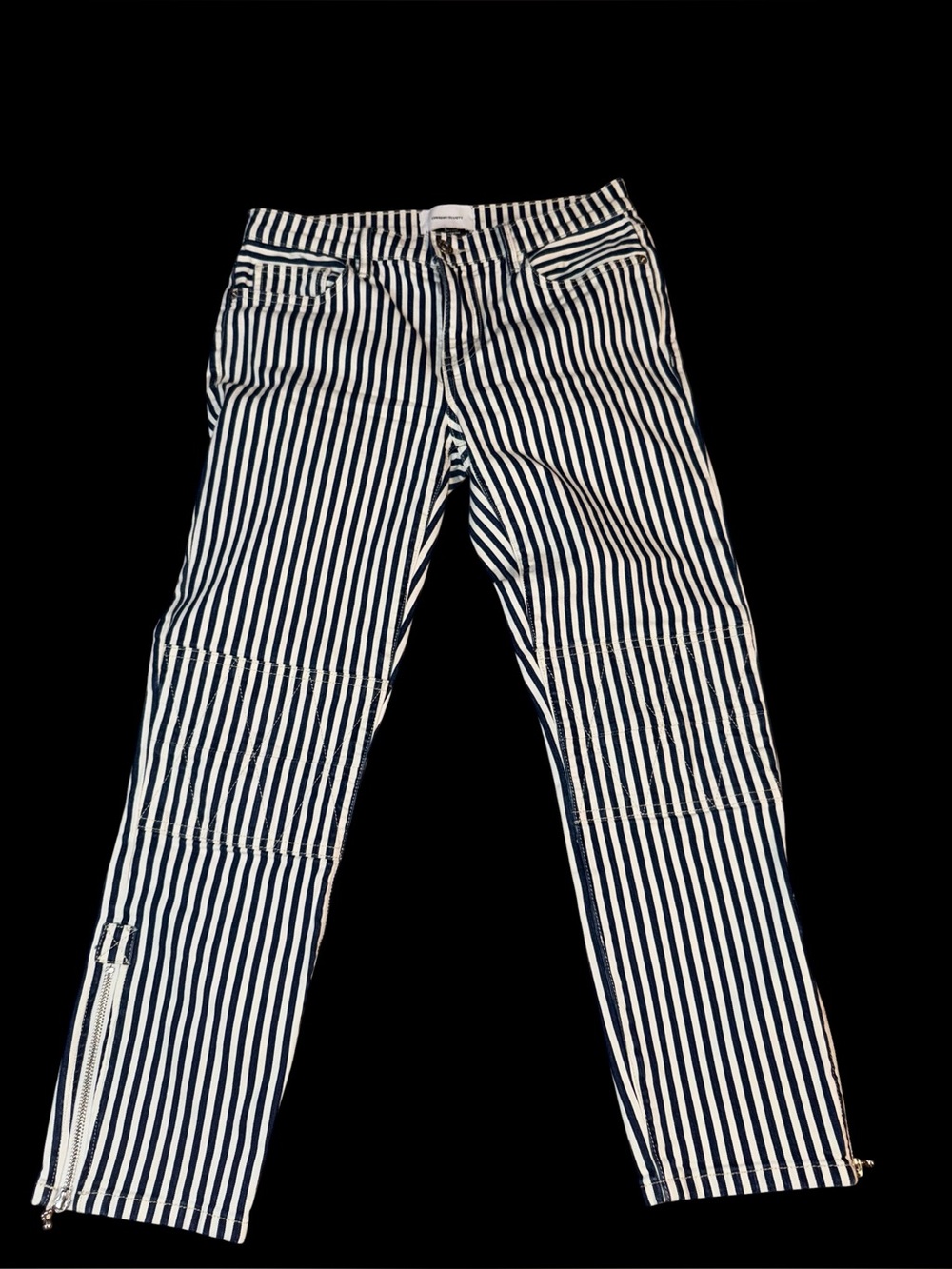 Current Elliott Cropped Lexton striped jeans navy white vertical stripes sz 27